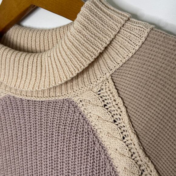 Free People Colorblock Turtleneck Crop Sweater - Picture 4 of 9